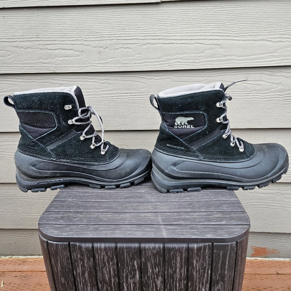 Sorel Men's Buxton Lace Up Waterproof Boots Black Quarry Snow Warm Size 10.5